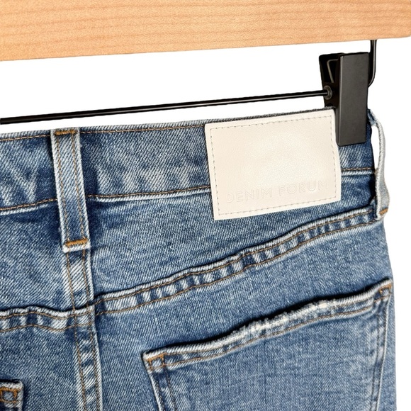 Denim Forum Size 23 Arlo Hi-Rise Straight Medium Blue Wash Stretch Denim Jeans - Picture 3 of 8